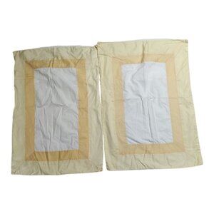Restoration Hardware Yellow White 100% Cotton Standard Pillowcases Shams 2pcs